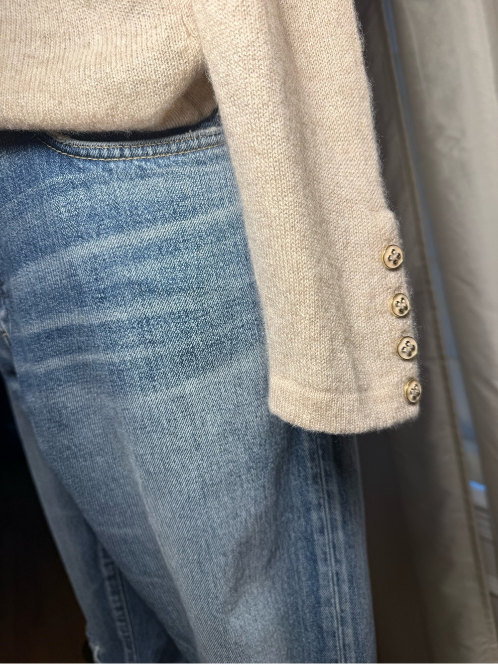Light Summer Cashmere Crewneck Sweater in Beige - Picture 8 of 9